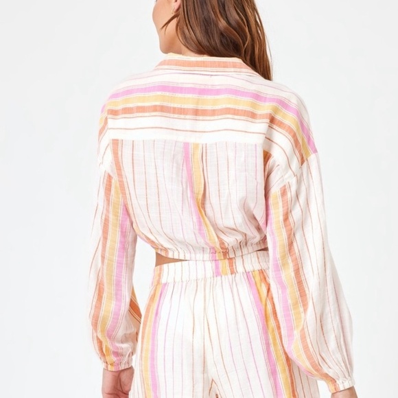 L*Space St. Lucia Cropped Top in Vaca Stripe Sz S/M - Picture 3 of 10